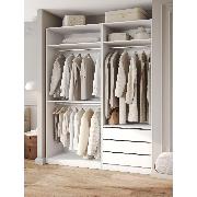 Изображение товара Шкаф Правила мебели Стайл с полками, с ящиками, с продольной штангой, без дверей, 180х59х229.3 см, Белый