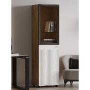 Изображение товара Шкаф Правила мебели Ларенс с полками, стеклянный фасад, 50.1х41.6х191.4 см, Дуб золотой / Белый матовый