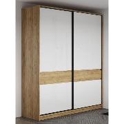 Изображение товара Шкаф Правила мебели Бостон с полками, с ящками, со штангой, 200.2х63.4х236 см, Дуб Крафт золотой / Белый глянец