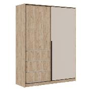 Изображение товара Шкаф Правила мебели Бохо с полками, с ящиками, со штангой, 183.4х60.3х236 см, Дуб Крафт серый / Кашемир