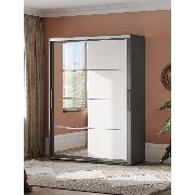 Изображение товара Шкаф Правила мебели Крафт Халф с зеркалом, с полками, с ящиками, со штангой, 160.2х59.4х217.6 см, Графит