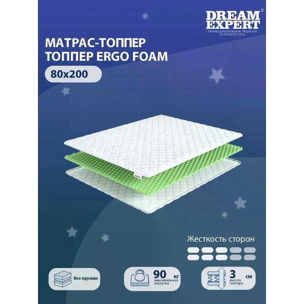 Изображение товара Матрас-топпер DreamExpert 80х200 см на диван или кровать беспружинный ортопедический Ergo Foam Изображение товара Матрас-топпер DreamExpert 80х200 см на диван или кровать беспружинный ортопедический Ergo Foam