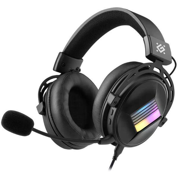 Изображение товара Игровые наушники Defender Flux черный, RGB, провод 2 м