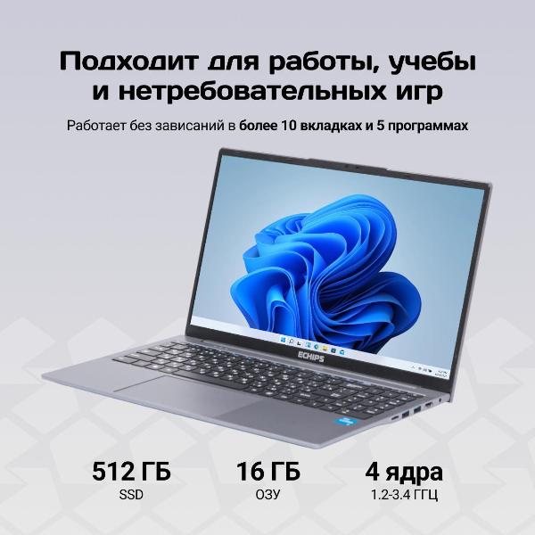 Изображение товара Ноутбук Echips 15.6" Hot/i3-1025G1/16/512/IPS Full HD/W11H