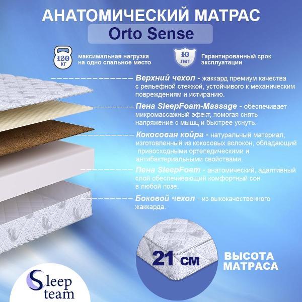 Изображение товара Матрас SleepTeam детский Orto Sense 90х165, высота 21 см, беспружинный с массажным эффектом, односпальный