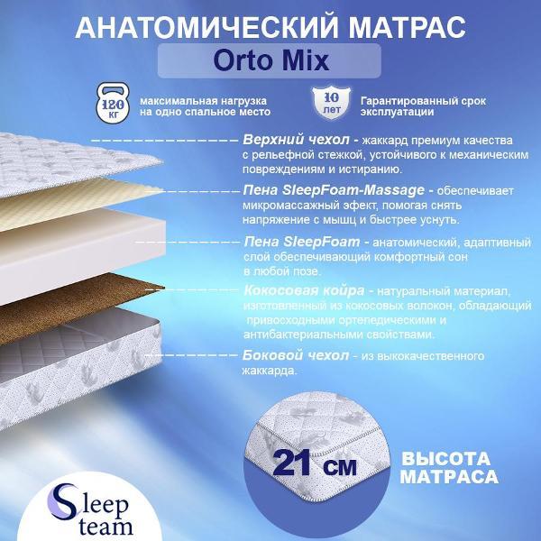 Изображение товара Матрас SleepTeam Orto Mix 120х140, для кровати, высота 21 см, беспружинный с массажным эффектом, односпальный