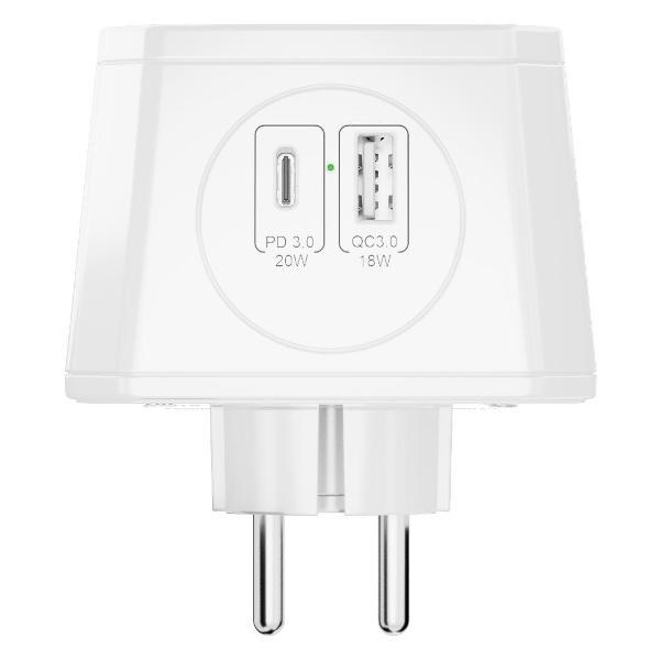 Изображение товара Тройник и переходник электрический AGNI TP-WJ2U3E-L-white