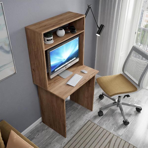 Изображение товара Стол письменный MFMaster с надстройкой Витто-85 дуб крафт табак