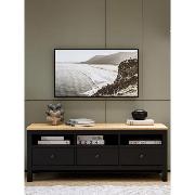 Изображение товара Тумба прикроватная Правила мебели под телевизор напольная Кымор ТВ с полками, с ящиками, 148х47х57 см, Черный / Светло-коричневый
