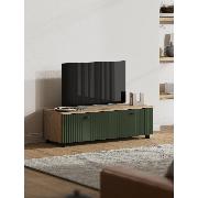 Изображение товара Тумба прикроватная Правила мебели под телевизор напольная Ларенс ТВ с полками, с дверцами, закрытая, 120.1х41.8х36.8 см, Дуб золотой / Олива софт