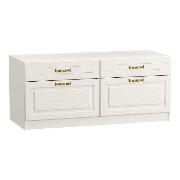 Изображение товара Тумба прикроватная Правила мебели под телевизор напольная Ливерпуль ТВ с ящиками, 140х49.3х60.8 см, Белый / Ясень ваниль