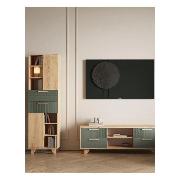 Изображение товара Тумба прикроватная Правила мебели под телевизор напольная Ньерд ТВ с нишами, с ящиками, 150х40.4х51.3 см, Дуб Вотан / Можжевельник