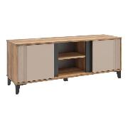 Изображение товара Тумба прикроватная Правила мебели под телевизор напольная Барселона ТВ с полками, с доводчиками, 137х39.3х51.8 см, Дуб Барокко / Бежевый