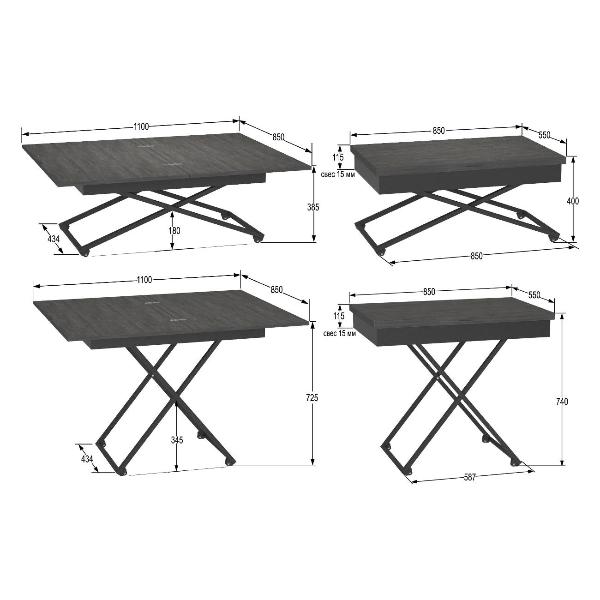 Изображение товара Стол журнальный Калифорния Калифорния АНДРЭ Loft ЛДСП Интра/Черный