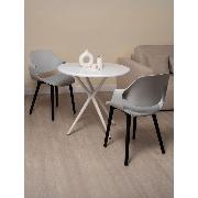 Изображение товара Стул обеденный Правила мебели Сати софт 2 шт, с мягким сиденьем, без подлокотников, 53,5x55,5x83,5 см, серый, пластик, рогожка / черные ножки, пластик