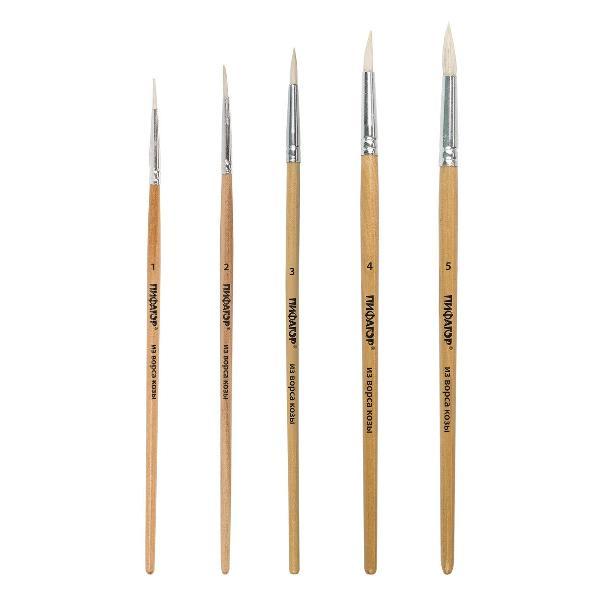 Изображение товара Кисть художественная Пифагор 5шт (коза №1, 2, 3, 4, 5)