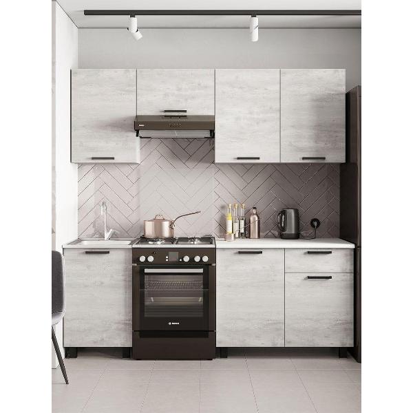 Изображение товара Кухня модульная Правила мебели Сканди 2 м, Белый / Бетон Пайн светлый / столешница Антарес