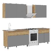 Изображение товара Кухня модульная Правила мебели Квик Степ 2 м, Дуб Крафт золотой / Серый шифер, столешница Дуб классический