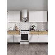 Изображение товара Кухня модульная Правила мебели Квик Степ 2 м, Дуб Крафт золотой / Белый шагрень, столешница Дуб классический