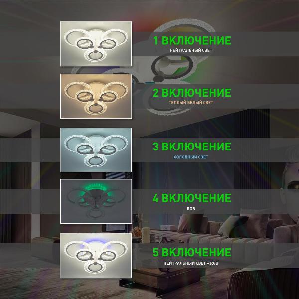 Изображение товара Люстра Estares LILY ICE RGB 80W 7R WHITE/CLEAR