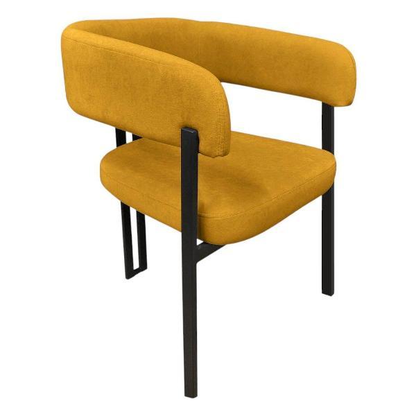 Изображение товара Стул Правила мебели для кухни Базил, с мягким сиденьем, с подлокотниками, 55х59х82 см, Желтый, микровелюр / Черный, металл