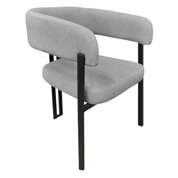 Изображение товара Стул Правила мебели для кухни Базил, с мягким сиденьем, с подлокотниками, 55х59х82 см, Серый, микровелюр / Черный, металл