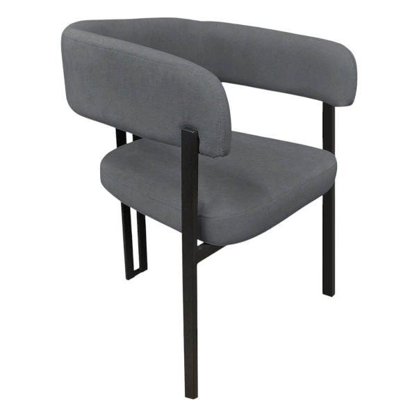 Изображение товара Стул Правила мебели для кухни Базил, с мягким сиденьем, с подлокотниками, 55х59х82 см, Темносерый, микровелюр / Черный, металл