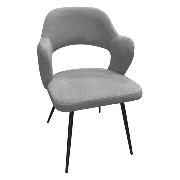 Изображение товара Стул Правила мебели для кухни Арон, с мягким сиденьем, с подлокотниками, 50х55х84 см, Коричневосерый, микровелюр / Черный, металл