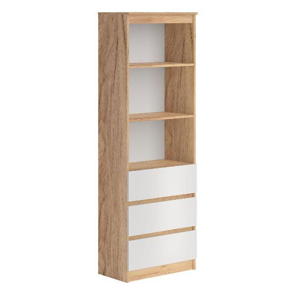 Изображение товара Стеллаж Правила мебели Охта Лайт, прямой, с ящиками, 60.4х32.6х178 см, Дуб Вотан / Белый