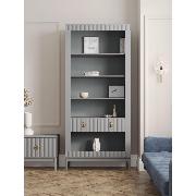 Изображение товара Стеллаж Правила мебели Санторини с полками, с ящиками, на ножках, 97.8х44х220 см, Антрацит лак, МДФ / Серый шифер, ЛДСП