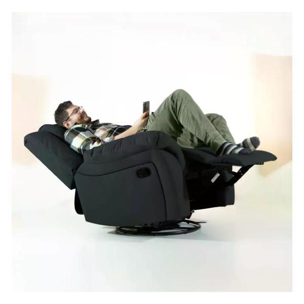 Изображение товара Кресло реклайнер PEREVALOV CLOUD раскладное, реклайнер механический c качанием и вращением ,экокожа черный