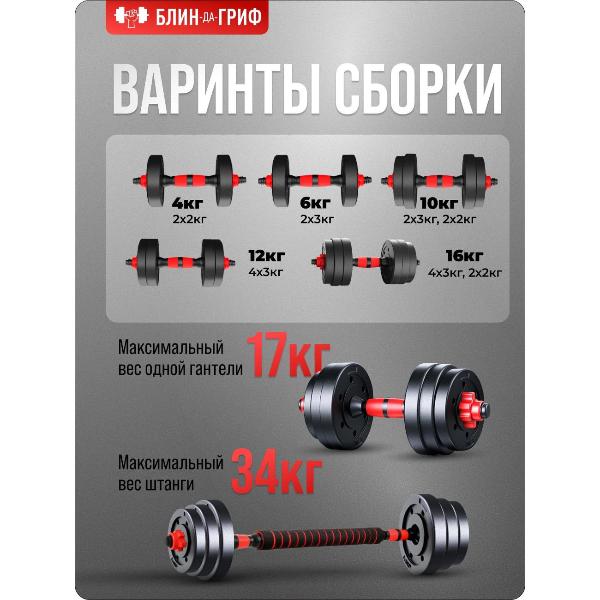 Изображение товара Гантель БлинДаГриф 17 кг, 2 шт.