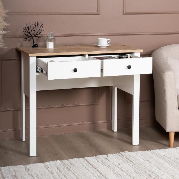 Изображение товара Столик туалетный Гуд Лакк Сага 2х45, цвет белый/ясень