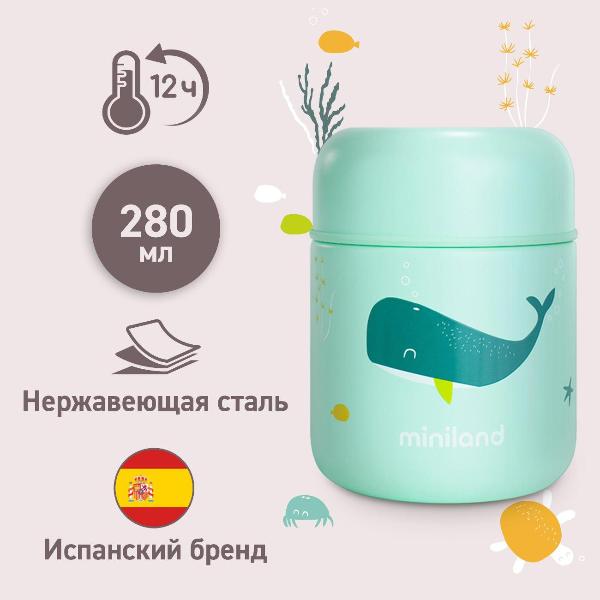 Изображение товара Термос Miniland Whaley 280 мл Turquoise