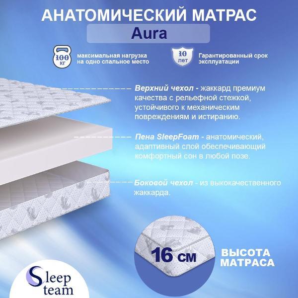 Изображение товара Матрас SleepTeam Aura 130х190, беспружинный, для кровати, высота 15 см, полутороспальный