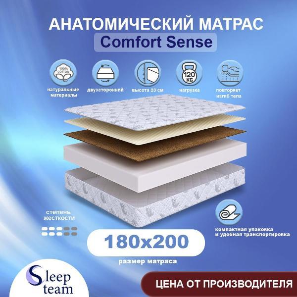 Изображение товара Матрас SleepTeam Comfort Sense 180х200, для кровати, высота 23 см, беспружинный с массажным эффектом, двуспальный