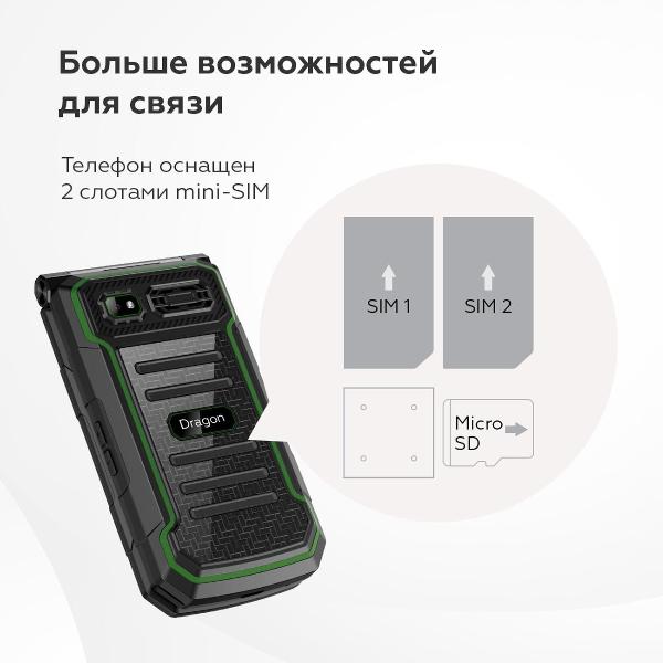 Изображение товара Смартфоны, планшеты, мобильные телефоны BQ 2822 Dragon Black Green