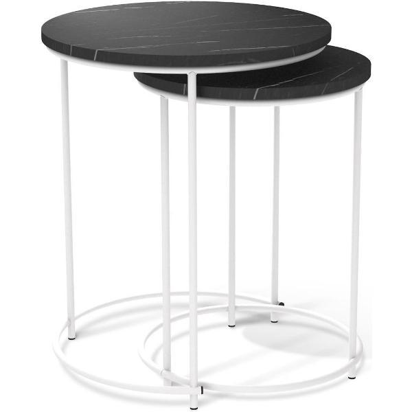 Изображение товара Стол журнальный Sheffilton SHT-CT7 камень пьетра черный/белый муар