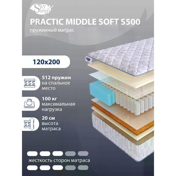 Изображение товара Матрас SkySleep 120x200 ортопедический пружинный на кровать и диван PRACTIC MIDDLE SOFT S500( высота 20, латекс/кокосовое волокно, средней жесткости)
