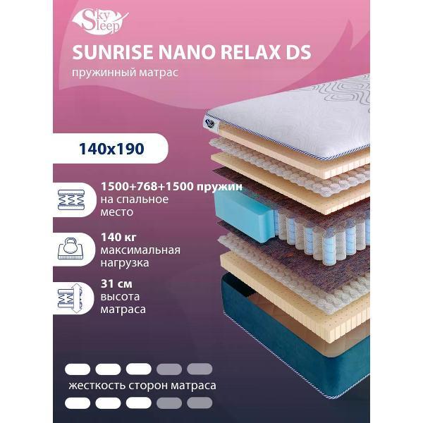Изображение товара Матрас SkySleep 140x190 пружинный SUNRISE NANO Relax DS (высота 31 см, латекс/войлок, средней жесткости)