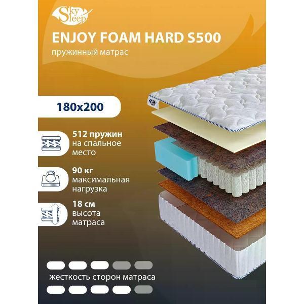 Изображение товара Матрас SkySleep 180x200 пружинный ENJOY FOAM HARD S500 (высота 18 см, кокосовая койра/латекс, средней жесткости)