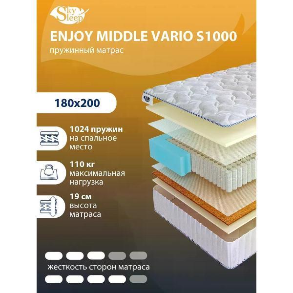 Изображение товара Матрас SkySleep 180x200 пружинный ENJOY MIDDLE VARIO S1000 (высота 19 см, кокосовая койра/латекс, средней жесткости)