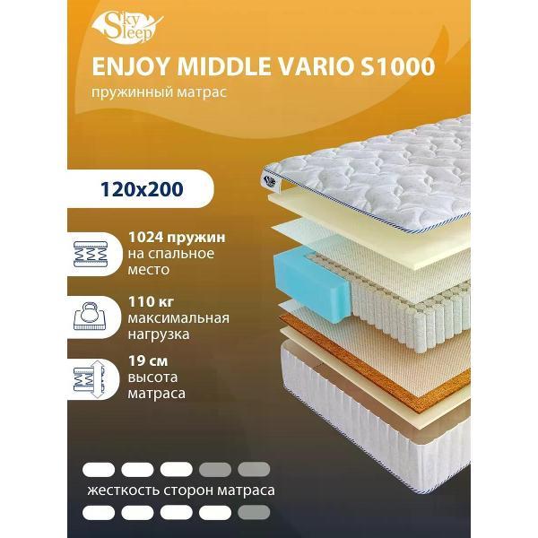 Изображение товара Матрас SkySleep 120x200 пружинный ENJOY MIDDLE VARIO S1000 (высота 19 см, кокосовая койра/латекс, средней жесткости)