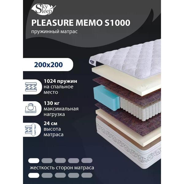 Изображение товара Матрас SkySleep 200x200 пружинный PLEASURE MEMO S1000 (высота 24