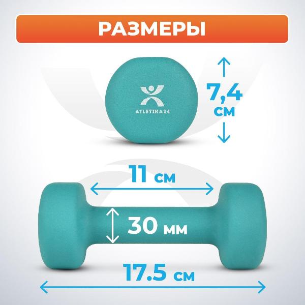 Изображение товара Гантель Atletika24 2 кг, 2 шт.