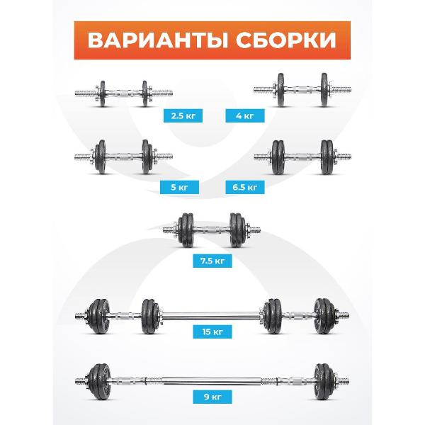 Изображение товара Гантель Atletika24 разборные 7,5 кг, 2 шт.