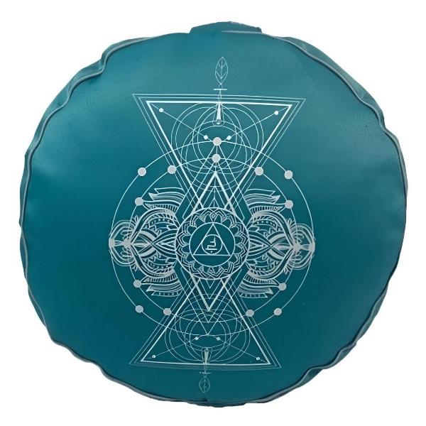 Изображение товара Подушка для йоги Azen пуф, 2 чехла, чакра Вишутха голубая