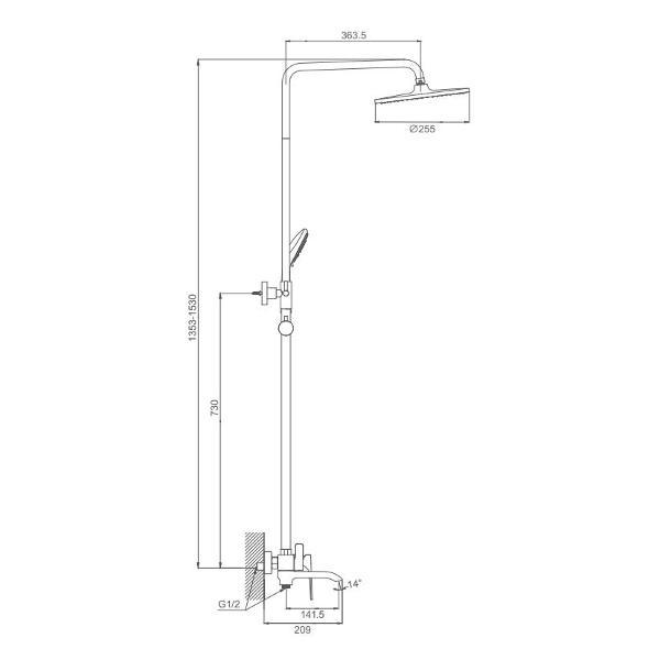 Изображение товара Душевая система Prohanss P61.24.09