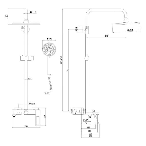 Изображение товара Душевая система Savol S-009045C