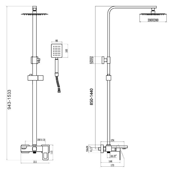 Изображение товара Душевая система Savol S-SUS5003H